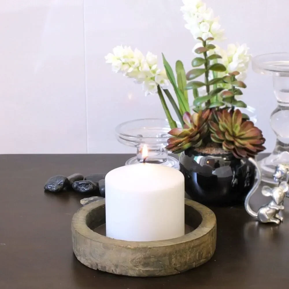 6 NEW White Unscented Paraffin Wax Pillar Candle 25 Hour Burn Box Set 3” x 3”